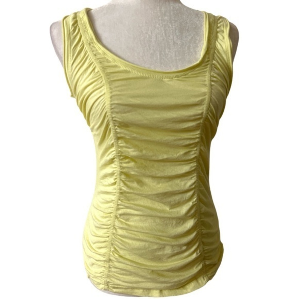 Worth New York Pistachio Skinny Ruched lightweight sleeveless scoop neck tank - Picture 3 of 10
